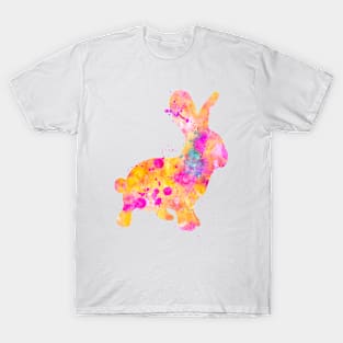 Bunny Watercolor Painting Yellow Orange Pink T-Shirt